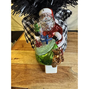 Colorful Santa Claus Glass Night Light - Christmas Decor